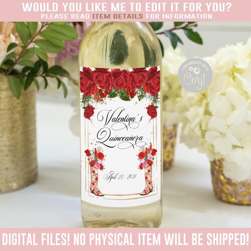 EDITABLE Quinceañera Wine Bottle Labels Photo Corjl Etsy Israel