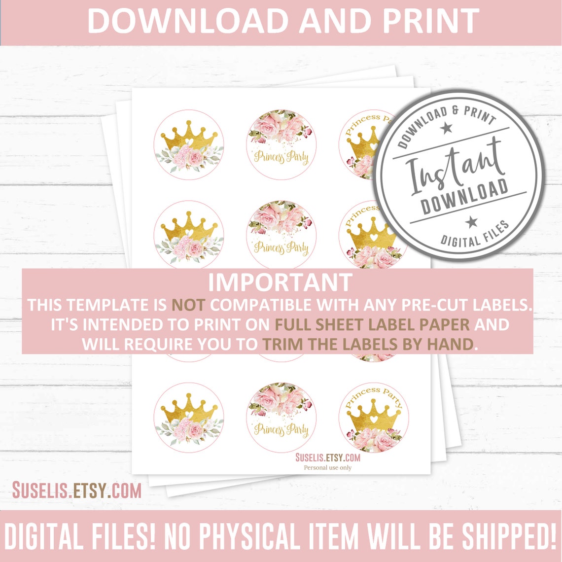 Printable Princess Cupcake Toppers Birthday Baby Shower - Etsy