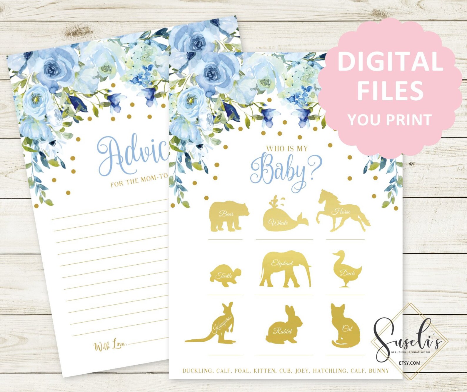Printable Baby Boy Shower Game Bundle Set of 8 Blue - Etsy