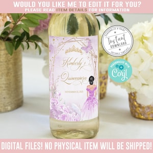 EDITABLE Quinceañera Wine Bottle Labels, Corjl Template, Pink Gold, Butterfly, Mis Quince, Favor labels, Instant Download, Digital, QU069