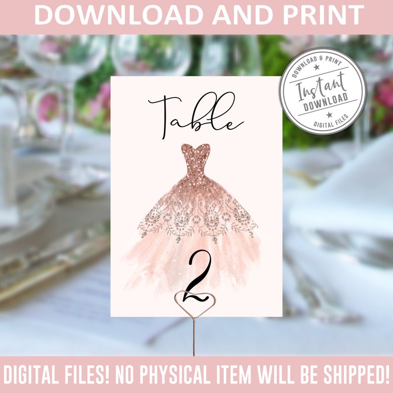 Printable Quinceanera Table Numbers 1-30 5x7 Inch Blush - Etsy