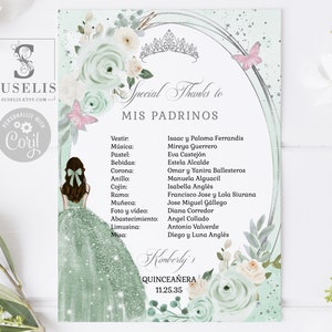 EDITABLE TEMPLATE Lista De Padrinos, Special Thanks List of Godparents ...