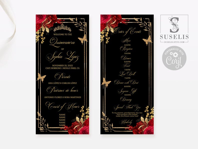 Sweet 16 Program Example EDITABLE Program Quinceañera, 15th Birthday Program, Sweet 16 Program ...