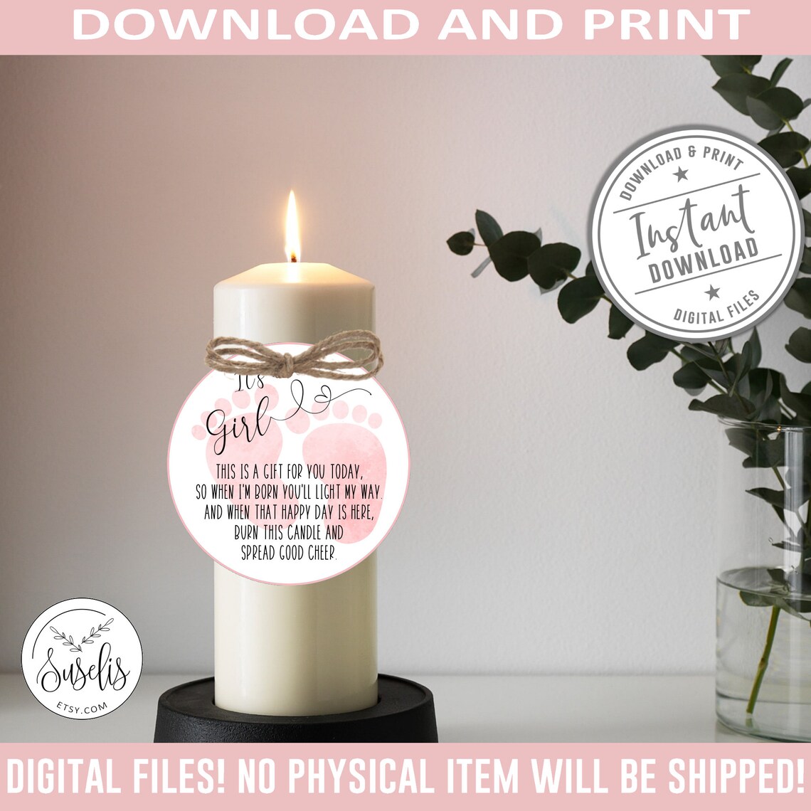 Printable Candle Tags Baby Shower Favor Tags 2 Round Etsy