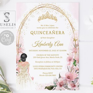 EDITABLE Quinceanera Invitation Template, Magnolia Blush Pink, Mis Quince, 15th Birthday, Sweet 16, Printable, Instant Download, QU172