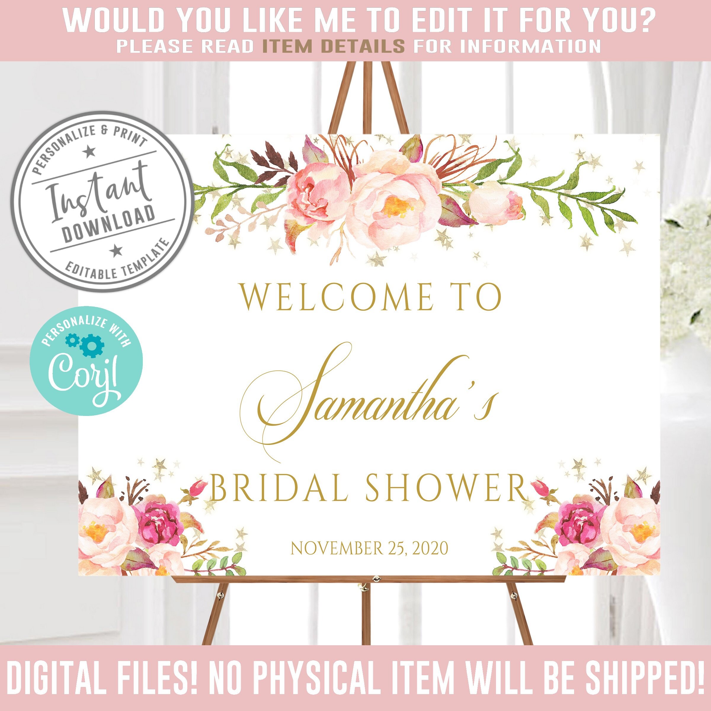 Invitations Paper & Party Supplies Bridal Shower Sign Rose Story Roses ...