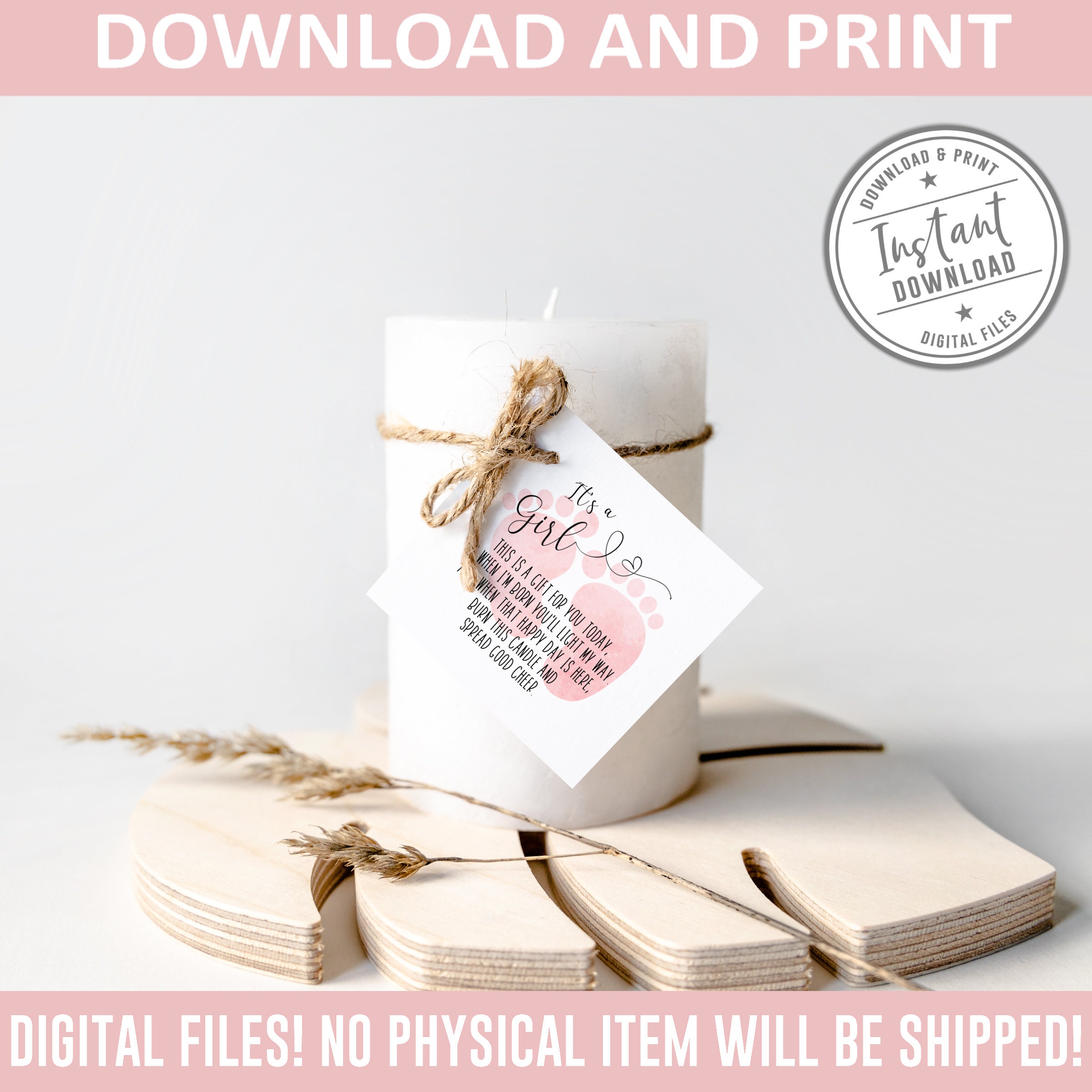 Printable Candle Tags Baby Shower Favor Tags Square Tags Etsy