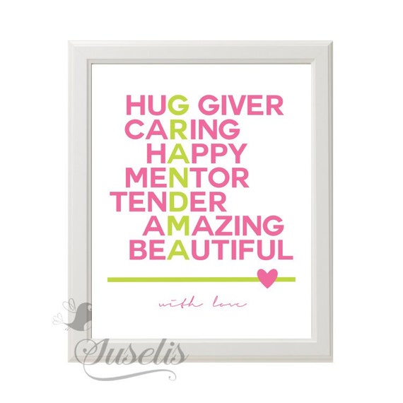 Items similar to Acronym Grandma Print, Gift for Grandma ,Christmas