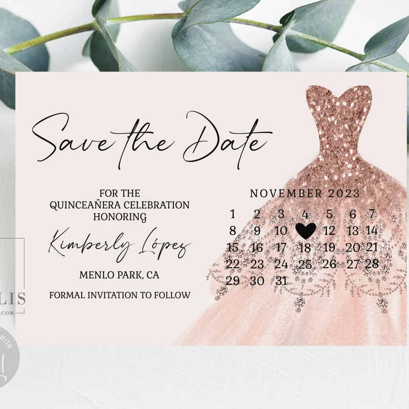Save the Date Quinceanera Etsy
