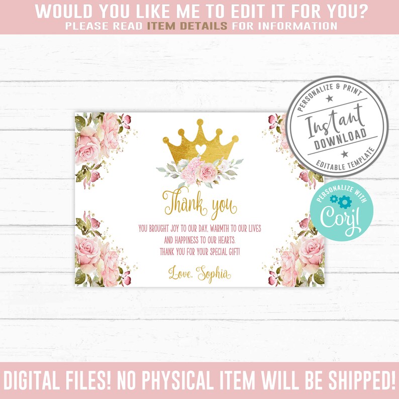 EDITABLE Princess Baby Shower Invitation Bundle Suite Pack Etsy