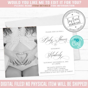 EDITABLE Photo Baby Shower Invitation, Corjl Template, Minimalist, Gender Neutral, Instant Download, Printable, Digital Files, BS232