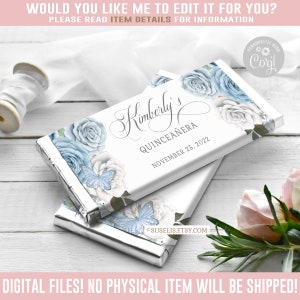 EDITABLE Quinceañera Chocolate Wrapper, Candy Bar, Mis Quince, 15th Birthday, Party Favors, Corjl Template, Instant Download Digital, QU110