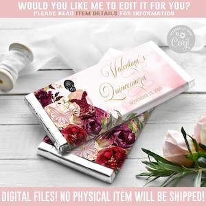 EDITABLE Quinceañera Chocolate Wrapper, Candy Bar, Mis Quince, 15th Birthday, Party Favors, Corjl Template, Instant Download Digital, QU084D