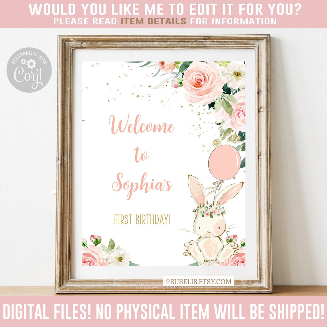 Editable Welcome Sign, Birthday Party, Door Sign, Corjl Template ...