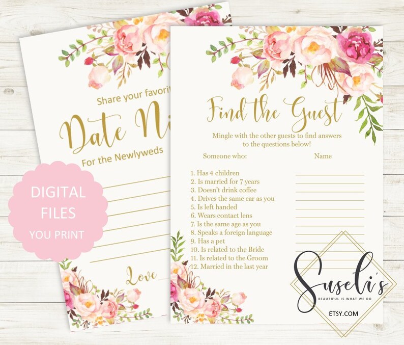 Printable Bridal Shower Game Bundle Pack Set of 8 Bridal Etsy