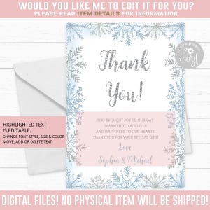 Winter Wonderland Thank You Card Snowflake Baby Shower Template BS155 ...