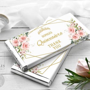 EDITABLE Template Quinceañera Chocolate Wrapper, Candy Bar, Mis Quince, 15th Birthday, Party Favors, Printable, Instant Download, SU022