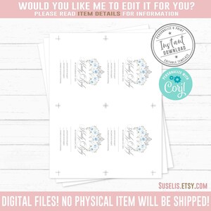 Editable RSVP Card, Kindly Reply, Blue Silver Flowers Butterfly, Mis Quince Anos, 15th Birthday, Corjl Template, Instant Download QU091 image 2