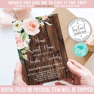 EDITABLE, House Warming Party Invitation, Corjl Template, Rustic New House Theme, New Home Invite, Instant Download, Digital Files