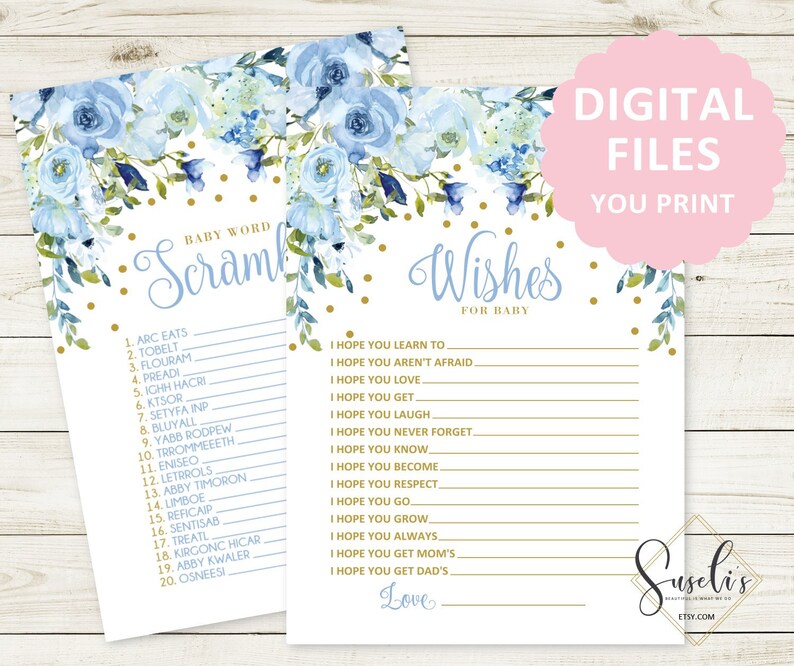 Printable Baby Boy Shower Game Bundle Set of 8 Blue - Etsy