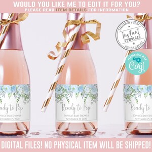 EDITABLE Ready to Pop Mini Wine or Champagne Bottle Labels, Corjl ...