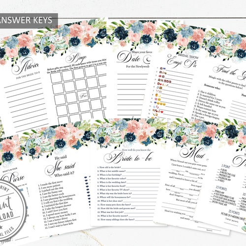 Bridal Shower Tea Party Game Set Bundle Bridal Shower Activity Etsy