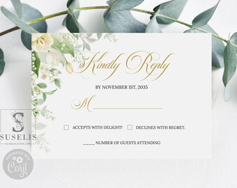 Editable Quinceanera RSVP Card, Sage Green Floral, Mis Quince QU005