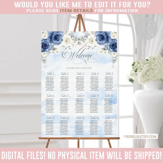 EDITABLE Seating Chart Corjl Template Seating Plan Instant Etsy