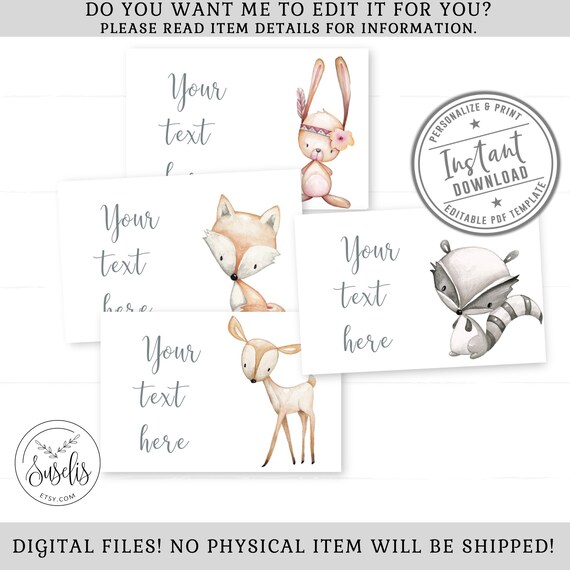 EDITABLE Drawer Labels Woodland Baby Labels PDF Template Etsy