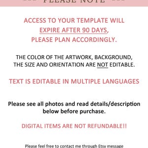 Editable Welcome Bridal Shower sign, Tea Party Theme, Corjl Template, Signage, Blush Pink Watercolor Flowers, Instant Download, DIGITAL WS61 image 3