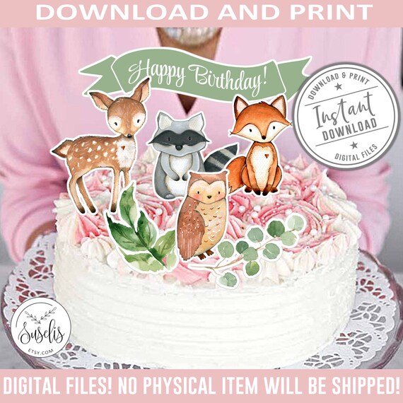 Printable Woodland Centerpiece Cake Toppers Party | Etsy