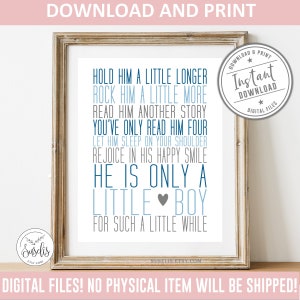 Printable Hold Him a Little Longer Print Boy Nursery Baby - Etsy