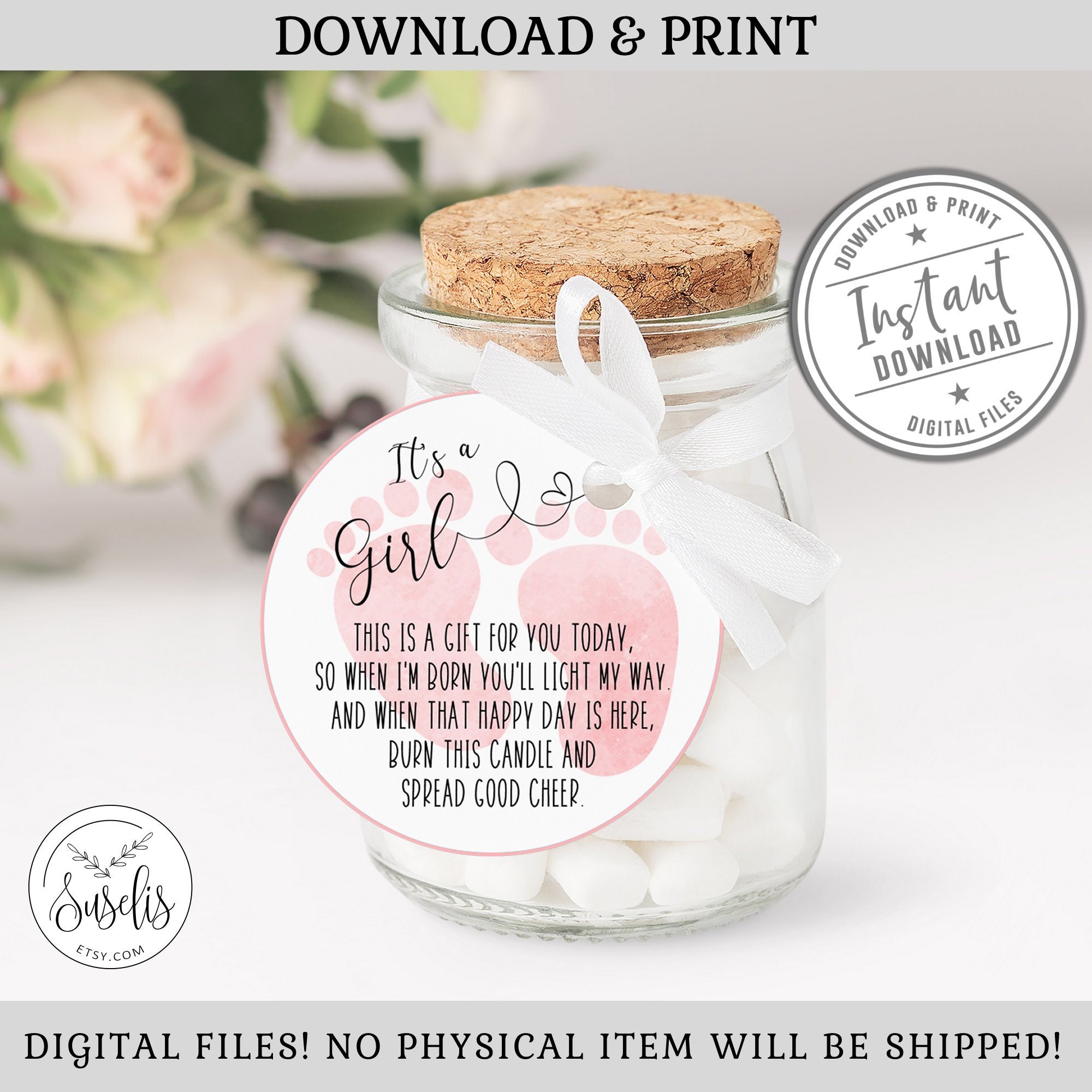 Printable Candle Tags Baby Shower Favor Tags 2 Round Etsy