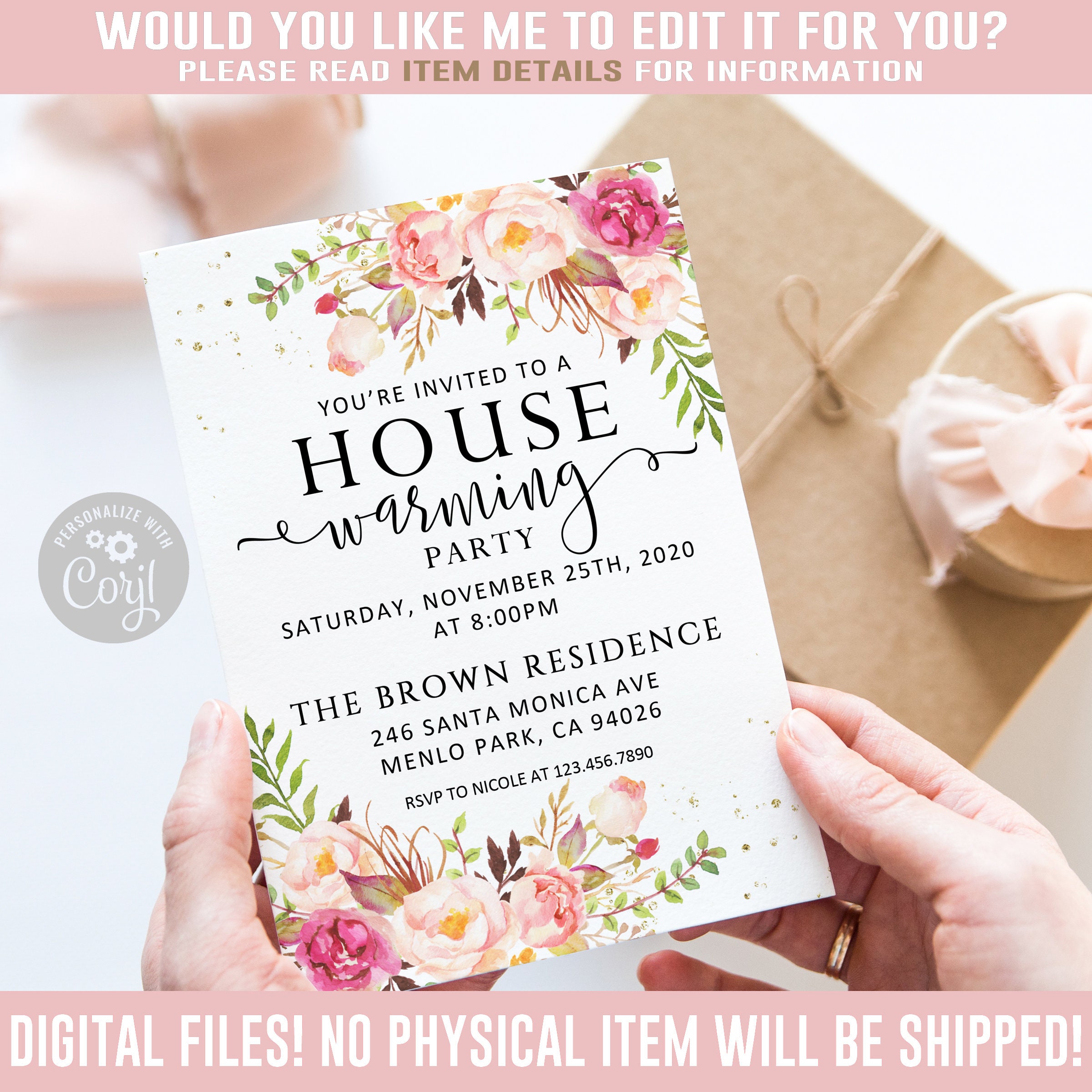 EDITABLE House Warming Party Invitation Corjl Template Etsy Canada