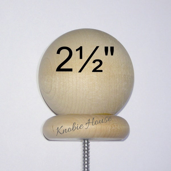 2 1/2"- Wood Round Ball Finial - Curtain Rod Ends / Wood Newel Post Caps
