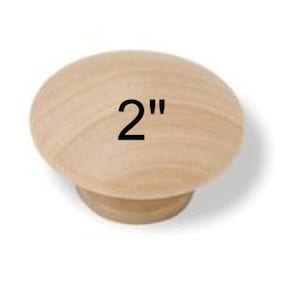 5 pcs - 2" - Birch Hard Wood Cabinet Pulls / Drawer Knobs with screws - Order 5 to 50 - Made in USA