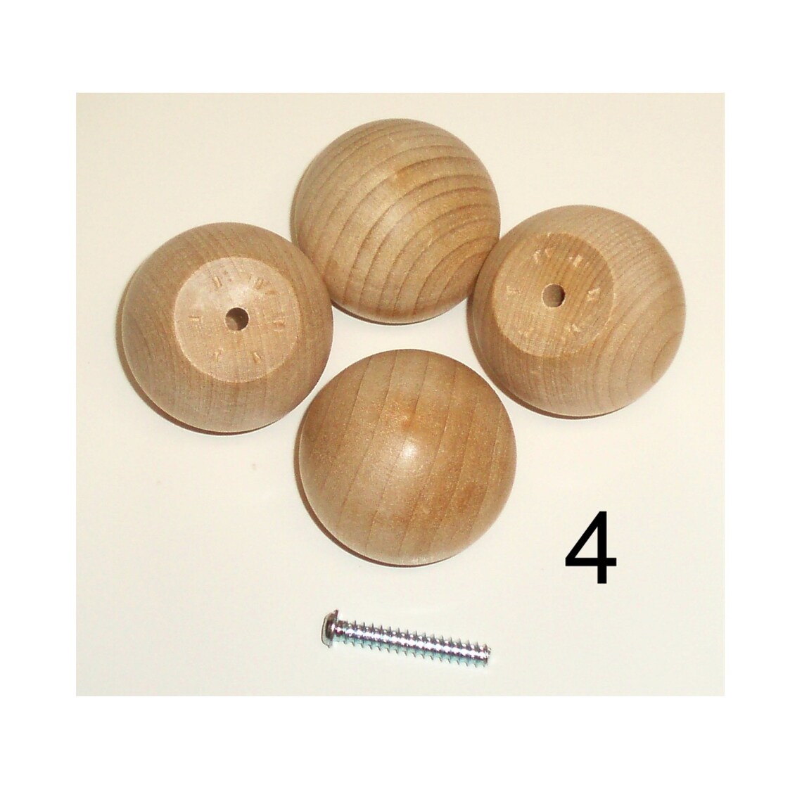 4 pcs 1 3/4 Birch Hard Wood Ball Knobs Pulls Etsy
