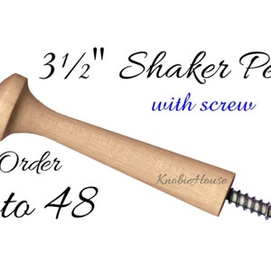 3 1/2" Wood Peg with Screw - Shaker Pegs with Screw - Screw-in Peg - Hanger Bolt Hat Rack - Not intended for heavy objects - Made in USA