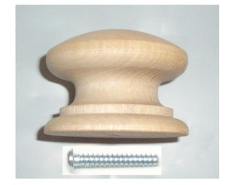 2" Birch Hard Wood British Cabinet Pulls / Drawer Knobs with screws  - Order 2 - 24 - Made in USA
