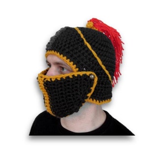 crochet slouch hat, handmade knight hat, winter hat, snowboard hats, knight helmet, dad gift, image 1