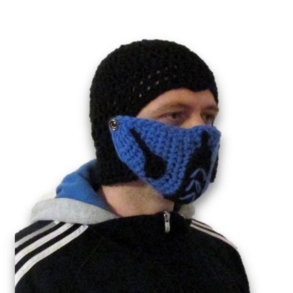 Mortal combat face mask, Sub zero face mask, Subzero beanie, crochet sub zero hat  Character mask Halloween mask snowboard helmet