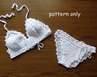 Crochet pattern for sexy bikini,  4 SIZES Instant Download - Crochet Pattern - Bikini