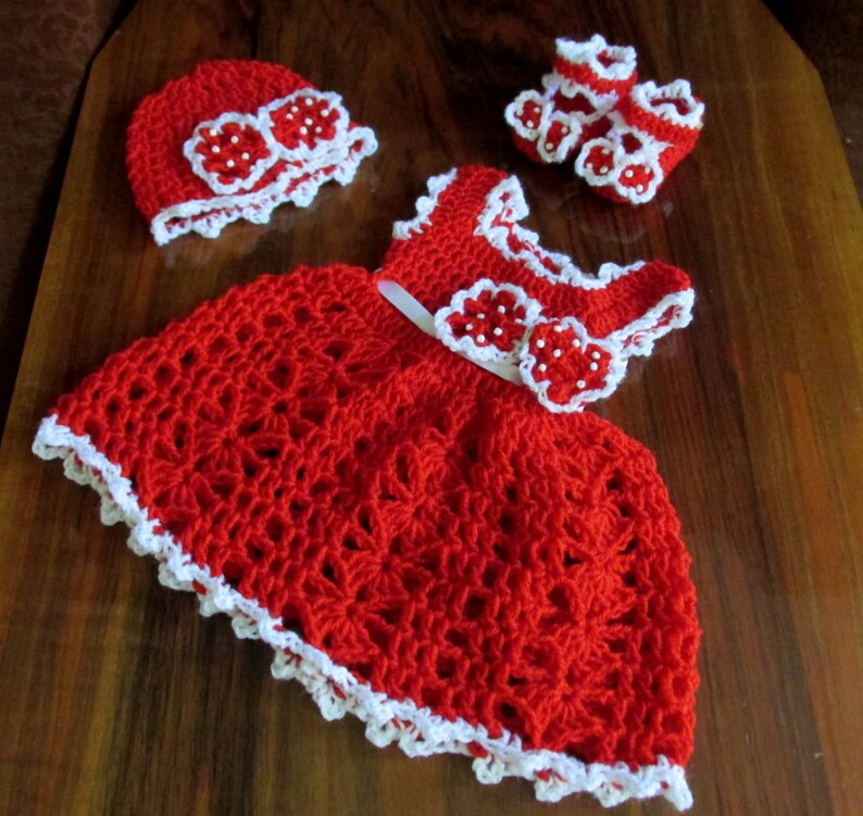 kids christmas outfit gift for kidsCrochet dress hat image 3
