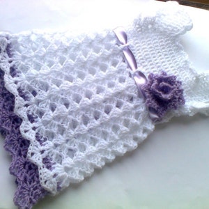 Beautiful Crochet Baby Girl Dress Newborn girl take home outfit image 1