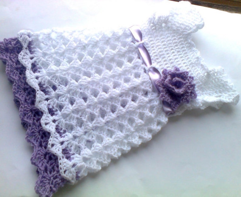 Beautiful Crochet Baby Girl Dress Newborn girl take home outfit image 1