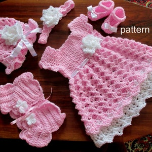 Crochet Pattern for Baby Dress Hat Bolero Shoes and Headband 5 - Etsy