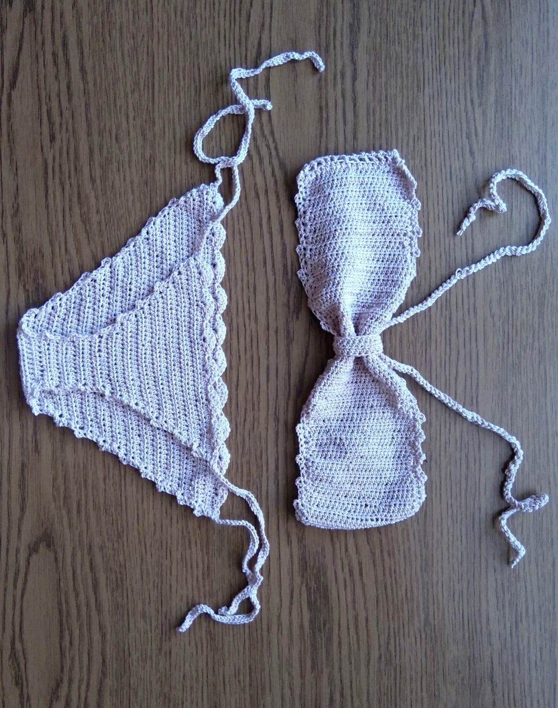 Nude bandeau bikini set Beige Crochet Bikini handmade Etsy