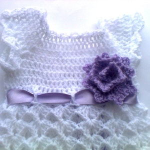 Beautiful Crochet Baby Girl Dress Newborn girl take home outfit image 3