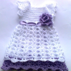 Beautiful Crochet Baby Girl Dress Newborn girl take home outfit image 2