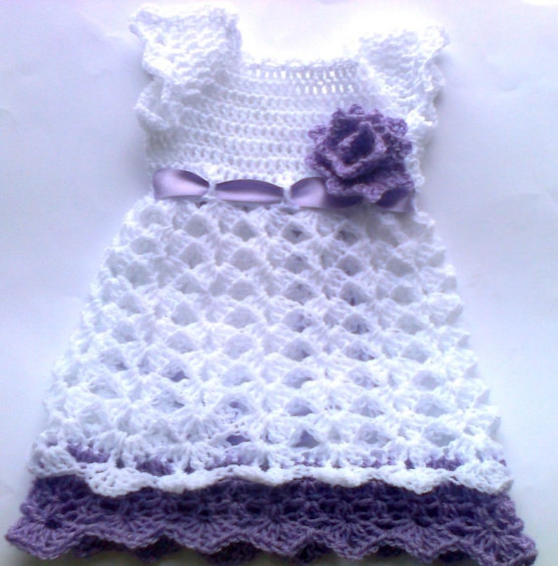 Beautiful Crochet Baby Girl Dress Newborn girl take home outfit image 2